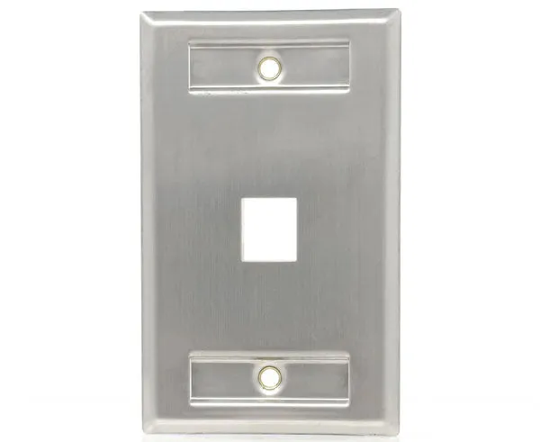 Stainless Steel Keystone Wall Plate ID Window, Single-Gang - Up to 4 Ports