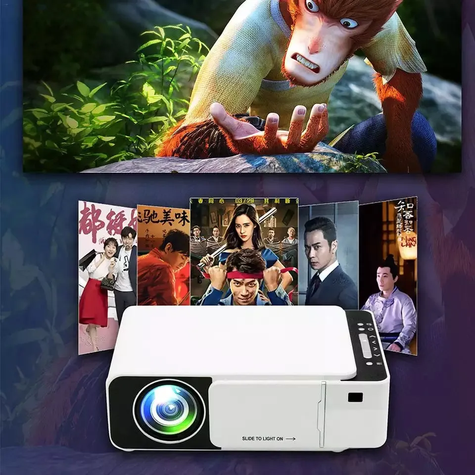 T5 Portable LED 1080P Video HD Projector 100 ANSI Lumens 800*400 Wi-Fi Ready With HDMI, VGA, AV, USB, SD Card