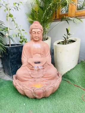 TENDENCE DECOR Garden Fountain with LED Light, Buddha Statue, Decorative Water Feature, Buddha kamal fountain3 feet | Home decor fountain| water fountain for office 3 feet fiber (unbreakable)