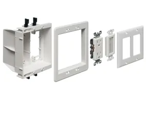 Two-Gang Recessed Power/Low Voltage TV Box Kit w/ Brush Style Entry