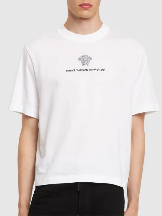 Versace   Compact cotton jersey t-shirt 