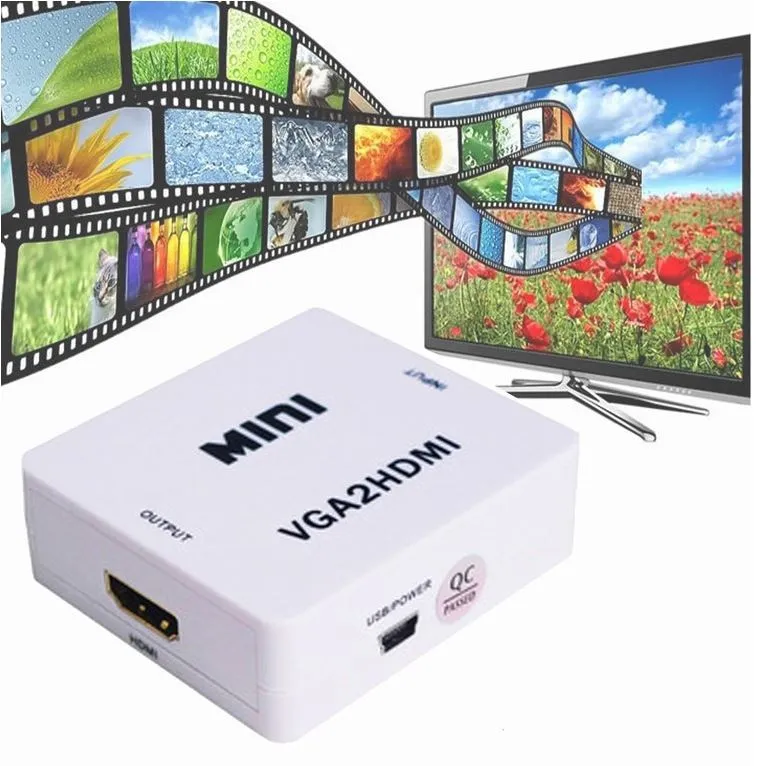 VGA to HDMI HD Video Converter Adapter Switch Box Portable Flexible Plug Play