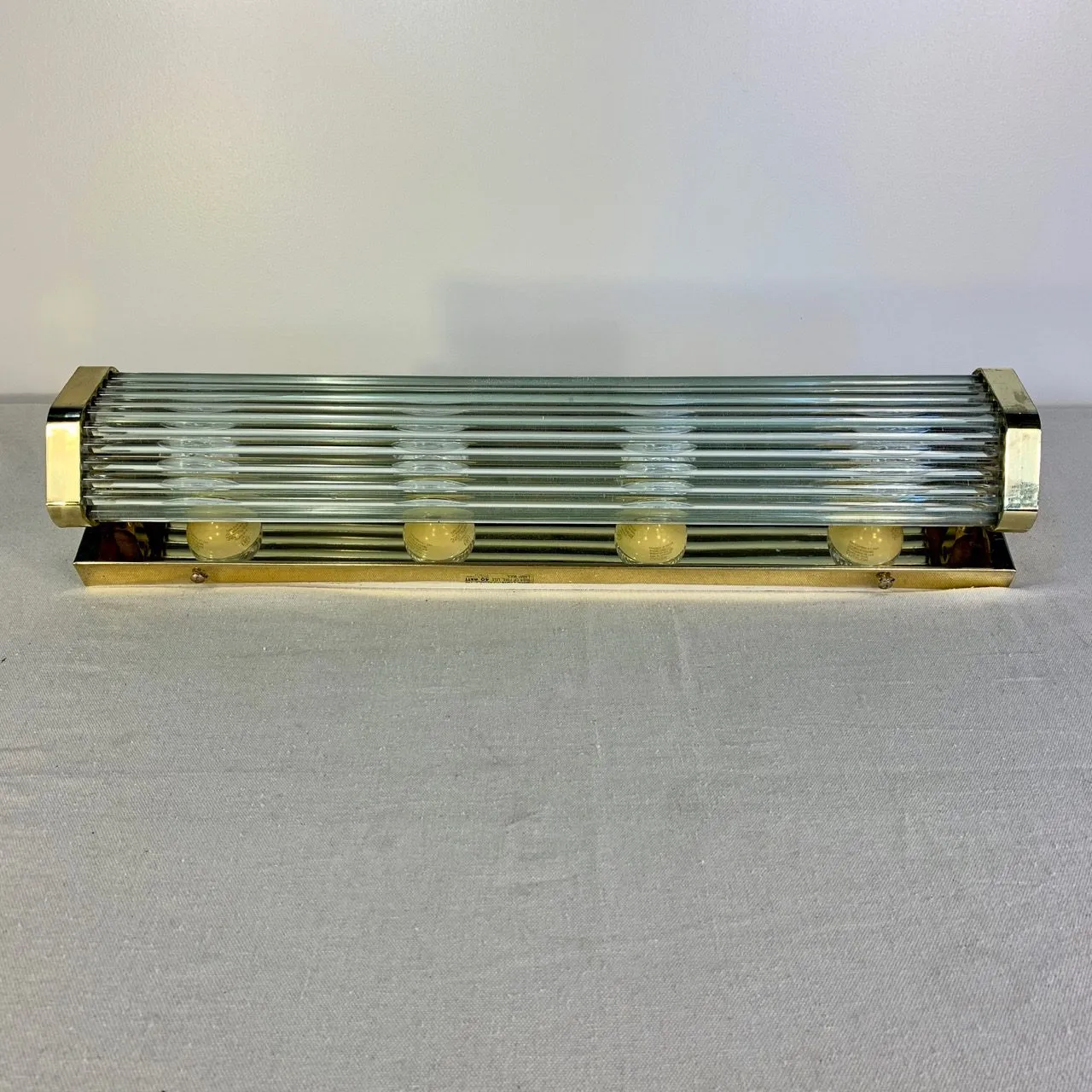 Wall Light, Vanity Light, Vintage, Brass, Tubular Glass
