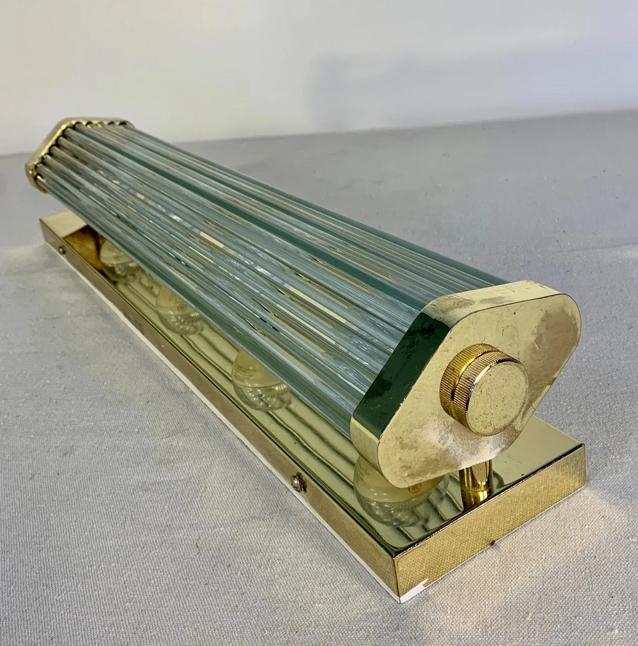 Wall Light, Vanity Light, Vintage, Brass, Tubular Glass