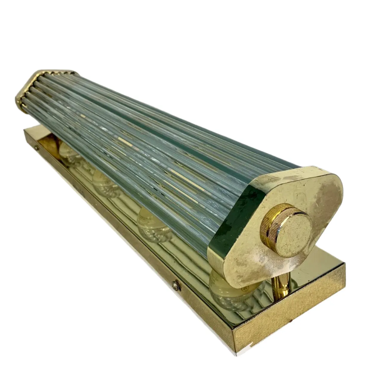Wall Light, Vanity Light, Vintage, Brass, Tubular Glass