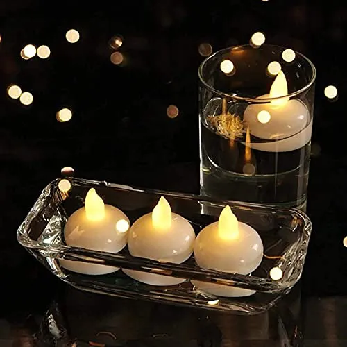 Water Sensor Floating Diyas Smokeless Flameless Candles Led Tea Light Waterproof Decorative Candle for Home Decor Table Festival Diwali Decoration Item.(Pack of 6)
