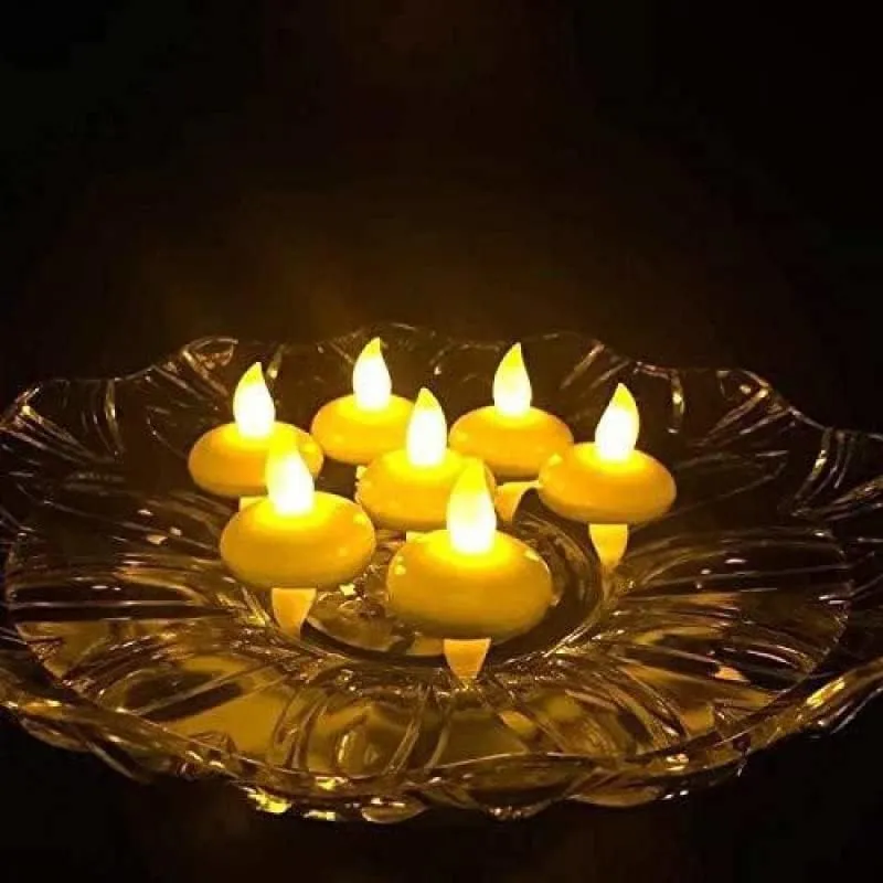 Water Sensor Floating Diyas Smokeless Flameless Candles Led Tea Light Waterproof Decorative Candle for Home Decor Table Festival Diwali Decoration Item.(Pack of 6)
