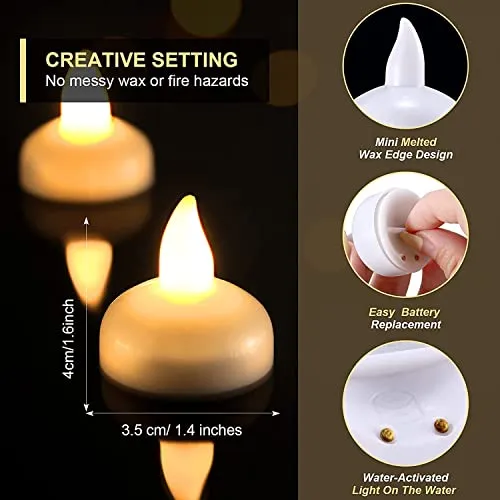 Water Sensor Floating Diyas Smokeless Flameless Candles Led Tea Light Waterproof Decorative Candle for Home Decor Table Festival Diwali Decoration Item.(Pack of 6)