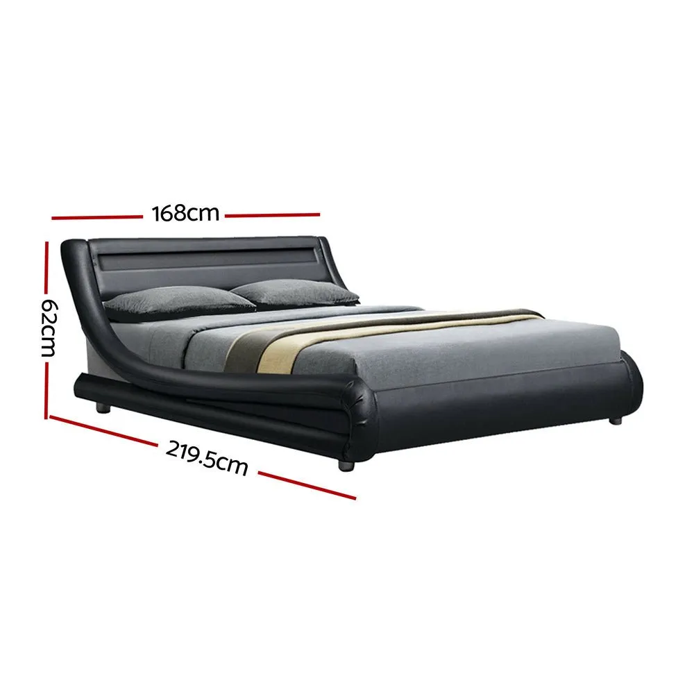 Werri LED Light Queen Bed Frame Base Black