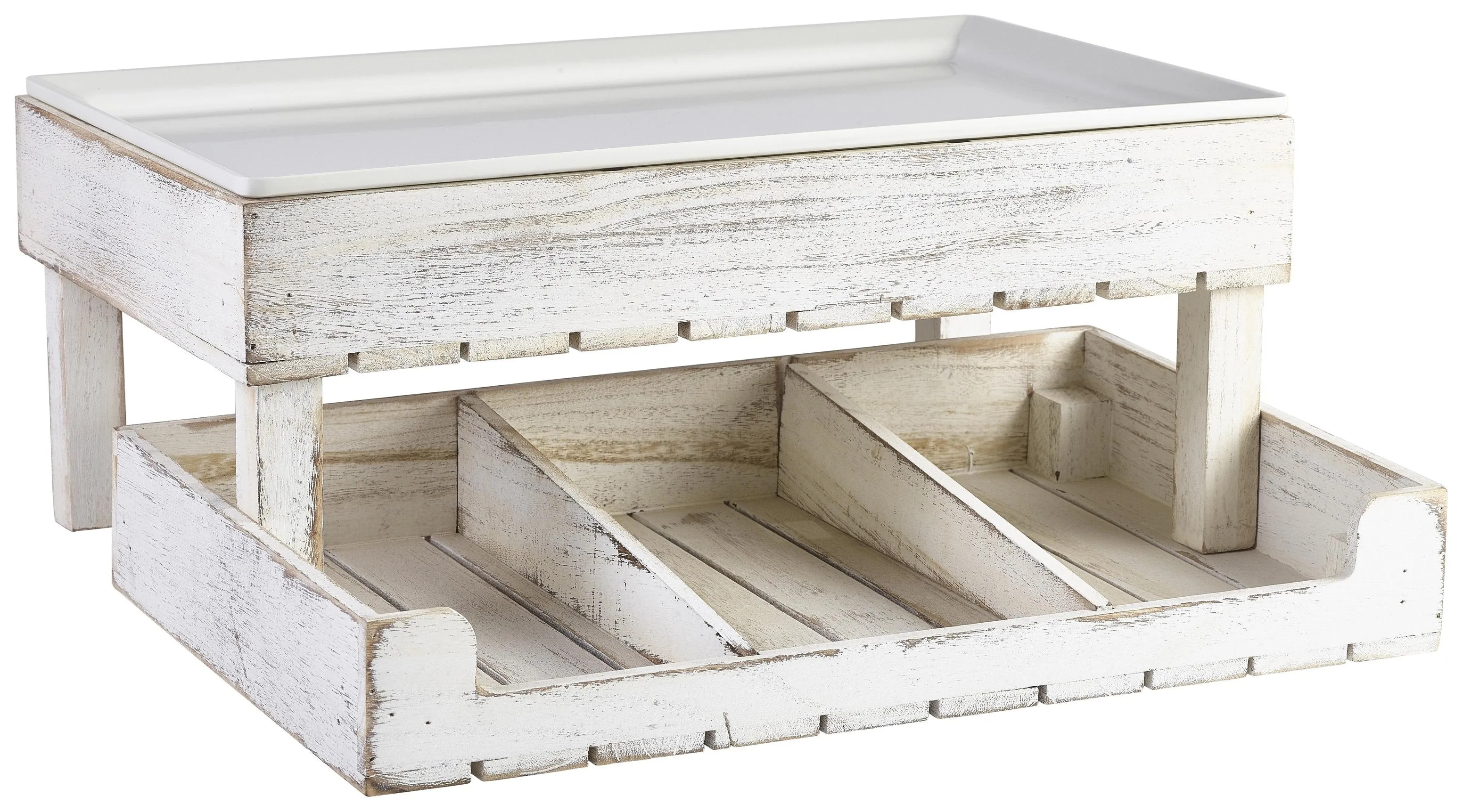 White Wash Wooden Display Crate Stand
