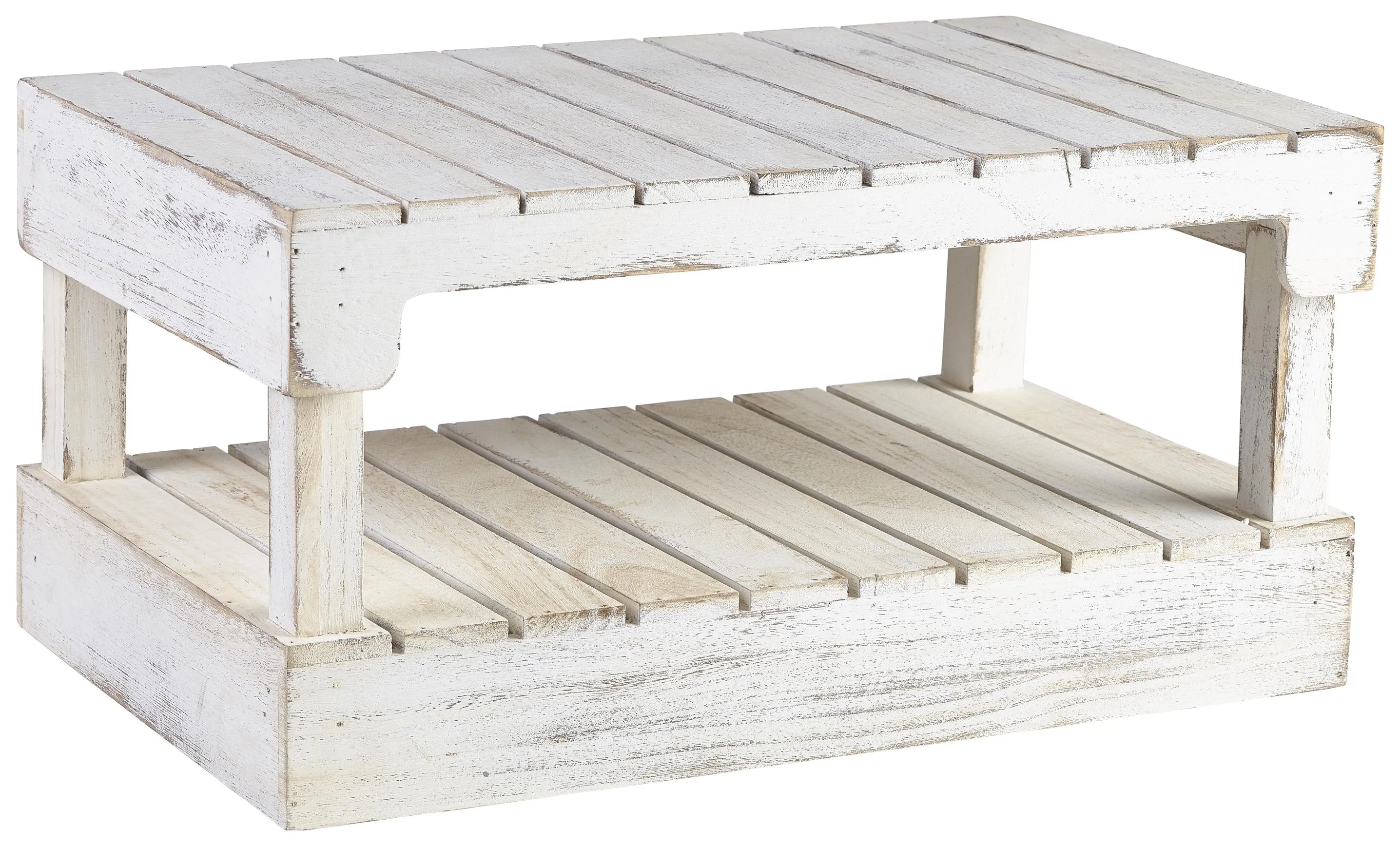 White Wash Wooden Display Crate Stand