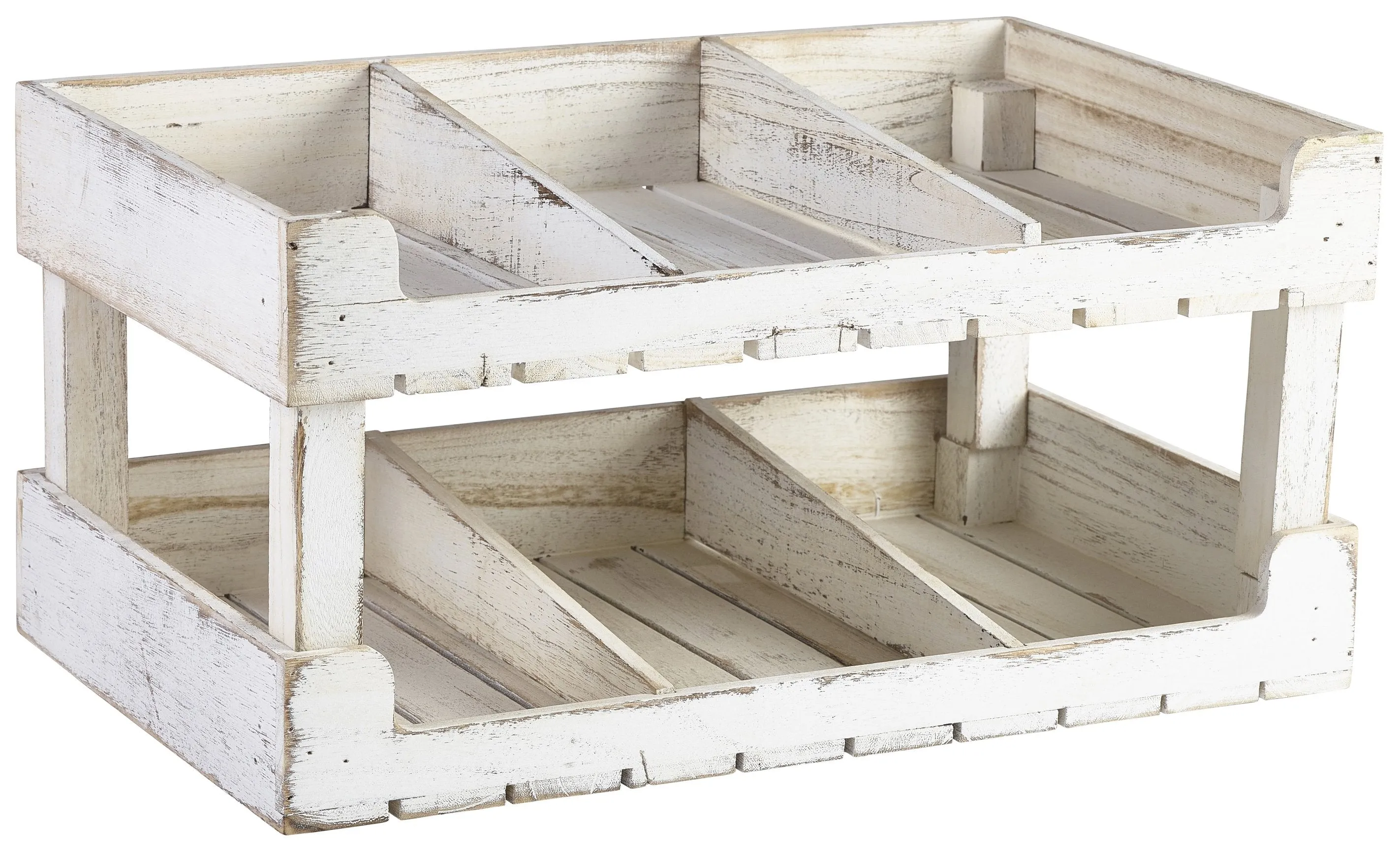 White Wash Wooden Display Crate Stand