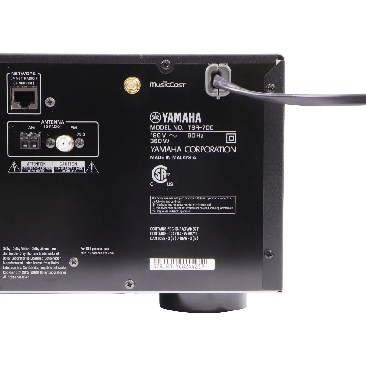 Yamaha TSR-700 7.1 Channel AV Receiver with 8K HDMI and MusicCast