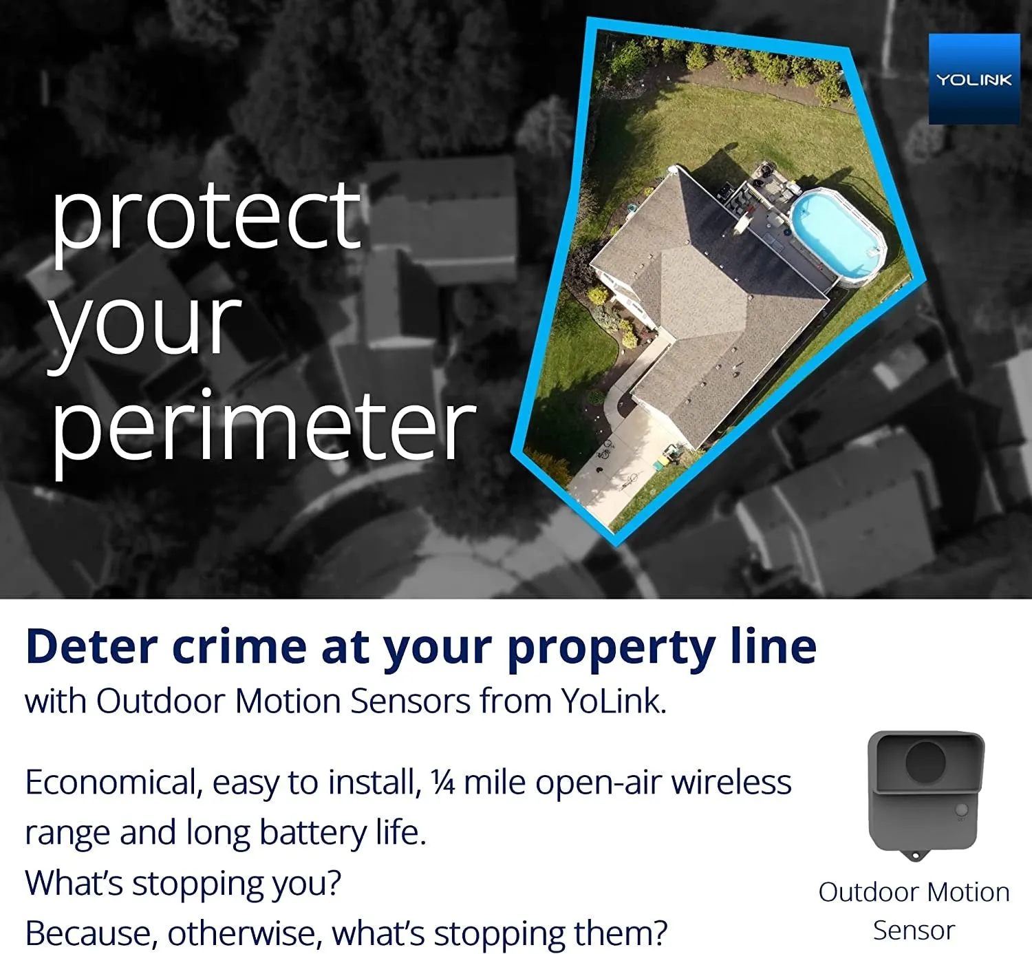 Yolink Lora Smart Outdoor Motion Sensor Starter Kit, Driveway Alert, Property Invasion/Tresspassing Detector, Email/Sms/Push Alerts, Alexa, IFTTT, Home Assistant: Includes (2) Sensors, (1) Speakerhub