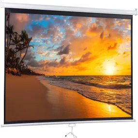 ZENY™ Portable Projector Screen Pull Down, 72 Inch 4:3 Video Projection Screen Home Theater, Retractable Projector Screen White, Wall/Ceiling Mount (72'' 4:3)