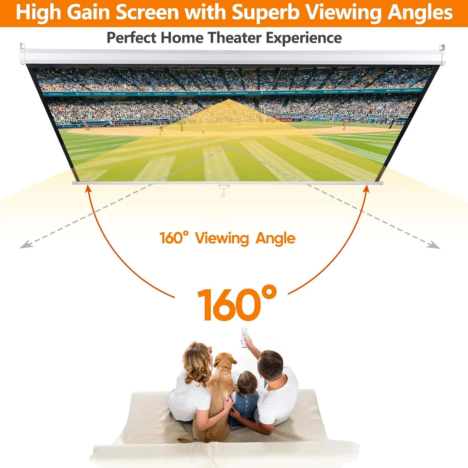 ZENY™ Portable Projector Screen Pull Down, 72 Inch 4:3 Video Projection Screen Home Theater, Retractable Projector Screen White, Wall/Ceiling Mount (72'' 4:3)