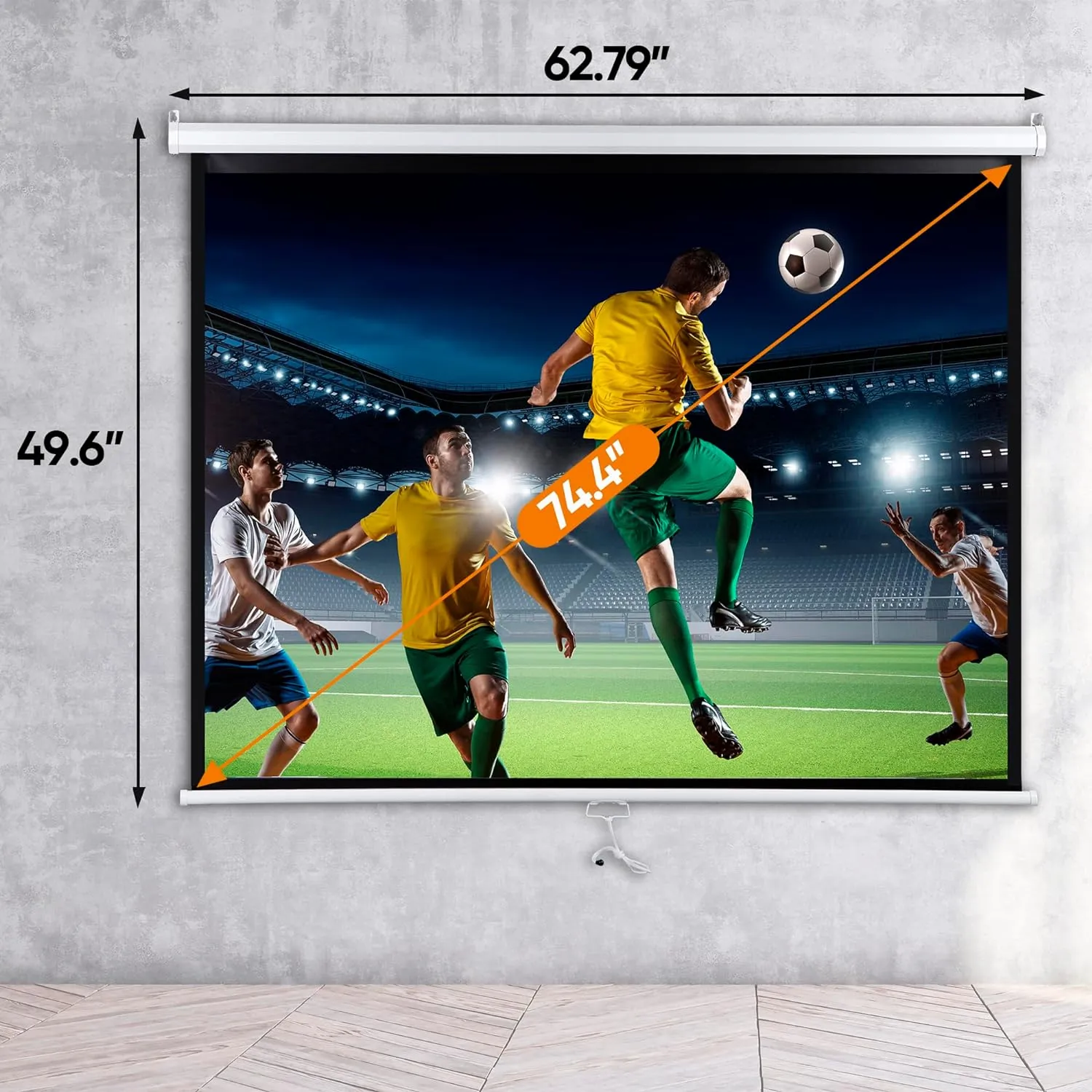 ZENY™ Portable Projector Screen Pull Down, 72 Inch 4:3 Video Projection Screen Home Theater, Retractable Projector Screen White, Wall/Ceiling Mount (72'' 4:3)