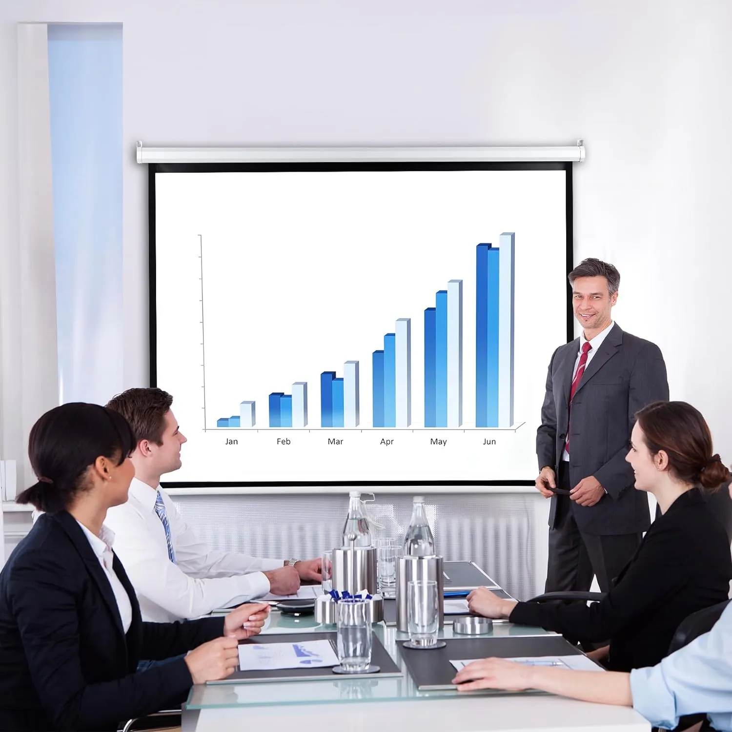 ZENY™ Portable Projector Screen Pull Down, 72 Inch 4:3 Video Projection Screen Home Theater, Retractable Projector Screen White, Wall/Ceiling Mount (72'' 4:3)