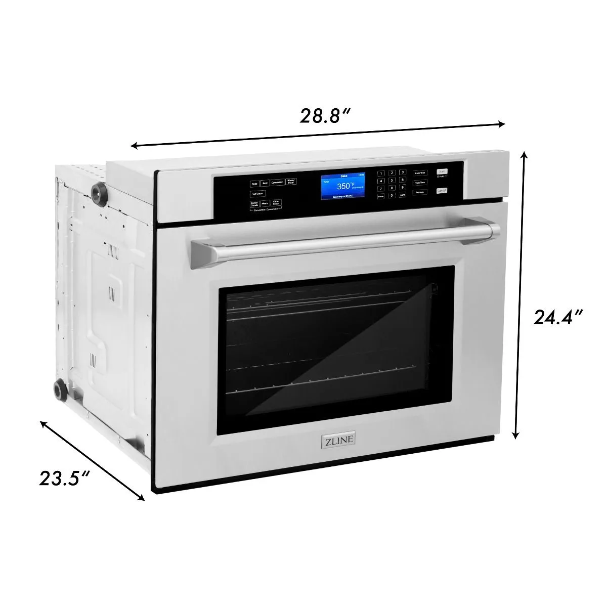 ZLINE 5-Piece Appliance Package - 48-Inch Rangetop, Refrigerator, 30-Inch Electric Wall Oven, 3-Rack Dishwasher, and Convertible Wall Mount Hood in Stainless Steel (5KPR-RTRH48-AWSDWV)