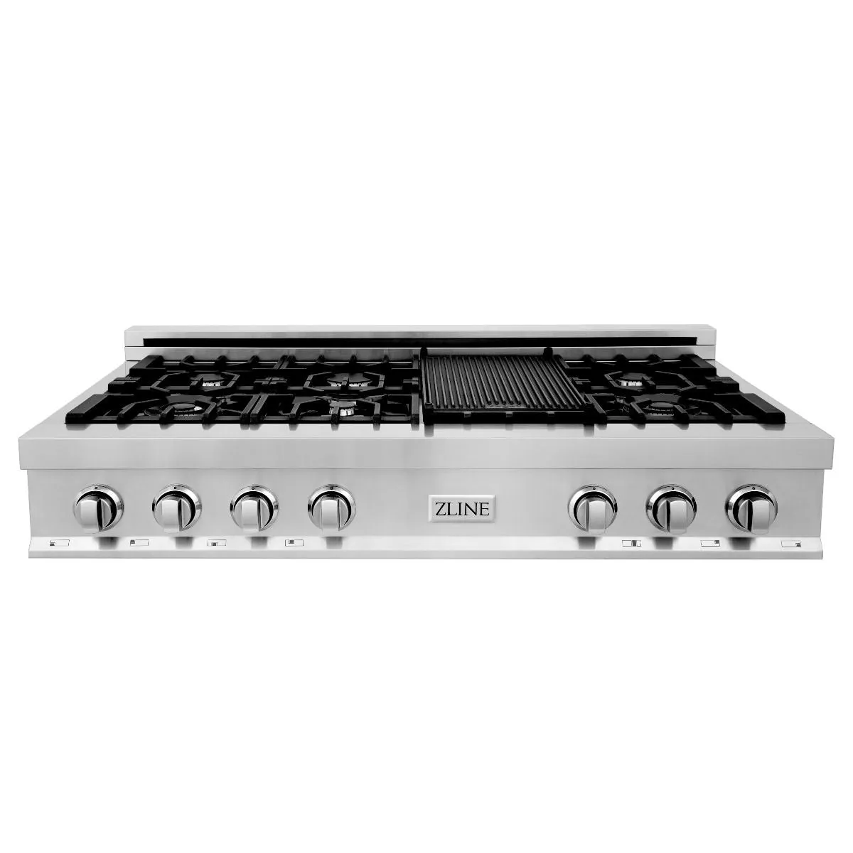 ZLINE 5-Piece Appliance Package - 48-Inch Rangetop, Refrigerator, 30-Inch Electric Wall Oven, 3-Rack Dishwasher, and Convertible Wall Mount Hood in Stainless Steel (5KPR-RTRH48-AWSDWV)