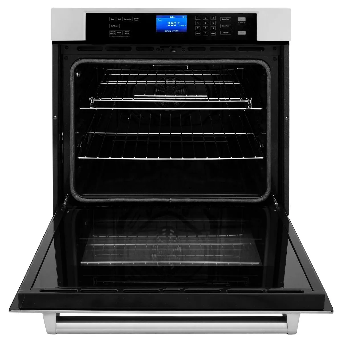 ZLINE 5-Piece Appliance Package - 48-Inch Rangetop, Refrigerator, 30-Inch Electric Wall Oven, 3-Rack Dishwasher, and Convertible Wall Mount Hood in Stainless Steel (5KPR-RTRH48-AWSDWV)